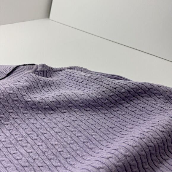 Woman's Anne Klein Sport Cable-Knit Purple Luxury Ribbed Turtleneck Pullover 2XL - Picture 7 of 9